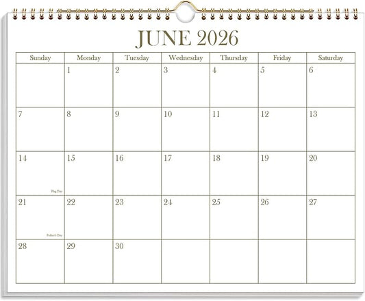 2026-2027 Calendar - 2026-2027 Wall Calendar from July 2026 - December 2027, 19 Months Calendar with Premium Paper, Twin-Wire Binding & Hanging Hook, 8.5" x 11", Golden