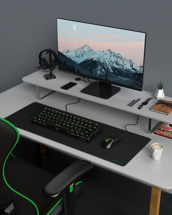 Black Shark Gaming Mouse Pad Desk Mat (31.5” x 11.8” x 0.15”) Mousepad with Superfine Fiber Surface Smooth, Non-Slip Rubber Base, Office Decor for Gamers, Office, Desk Pad Manta P2
