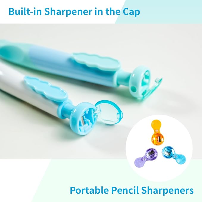 Dust Proof 2.0mm Mechanical Pencil for Kids with Ergonomic Grip 4Pack | Mechanical Pencils with 2 Erasers、25 Refills & 3 Sharpeners，Mechanical Pencils Bulk for School or Office Supplies