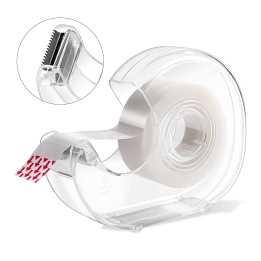 Amazon Basics Invisible Matte Finish Tape Dispenser with Refill Rolls for Labeling, 3/4" x 650" (18 yds), 6-Pack