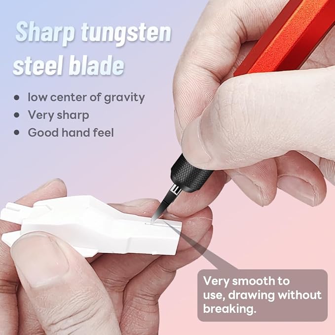 stedi Model Scriber Chisel 0.1mm Tungsten Steel for Panel Line Resin Models | Ultra-Fine 0.1mm Tip,Panel Line Deepening,Fine Detail Scribing,Gundam Model Kits,Scale Models,Panel Line Scribing