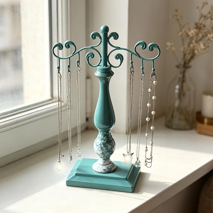 Jewelry Rack Vintage Ceramic Iron Jewelry Stand Desktop | For Vanity Accessories Display