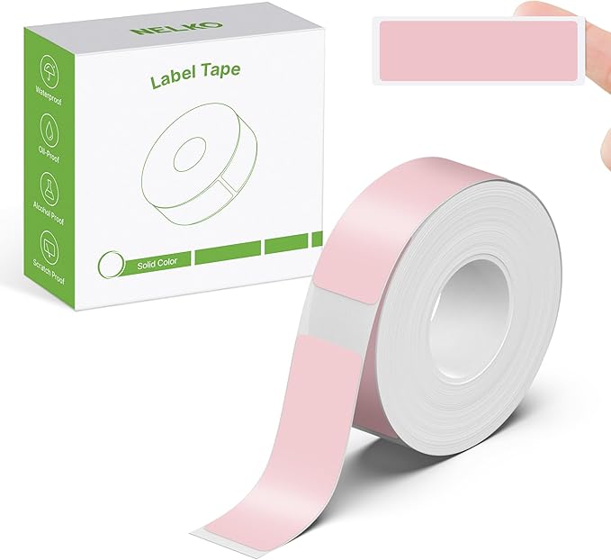 Nelko Genuine P21 Label Maker Tape, Adapted Label Print Paper, 14x40mm (0.55"x1.57"), Standard Laminated Labeling Replacement, Multipurpose of P21 Label Maker, 180 Tapes/Roll, 1 Roll, Pink