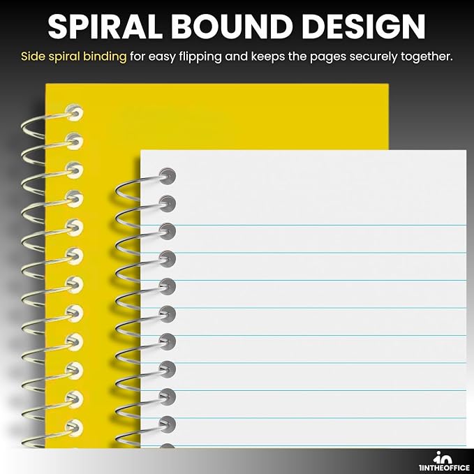1InTheOffice Wirebound Spiral Memo Books, Memo Pads, 3" x 5", College Ruled, Small Notepad, Assorted, 75 Sheets/Pad, (5 Pack)