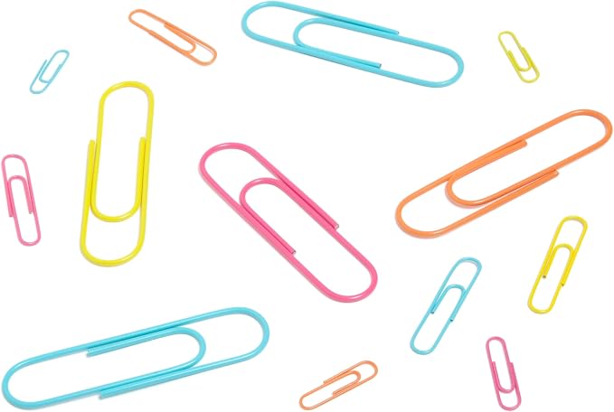 U Brands Office Accessory Kit, Office Supplies, Includes 65 Standard, 5 Jumbo, and 30 mid-Size Paper Clips in an Assortment of Bright, Eye Catching Colors, Brights