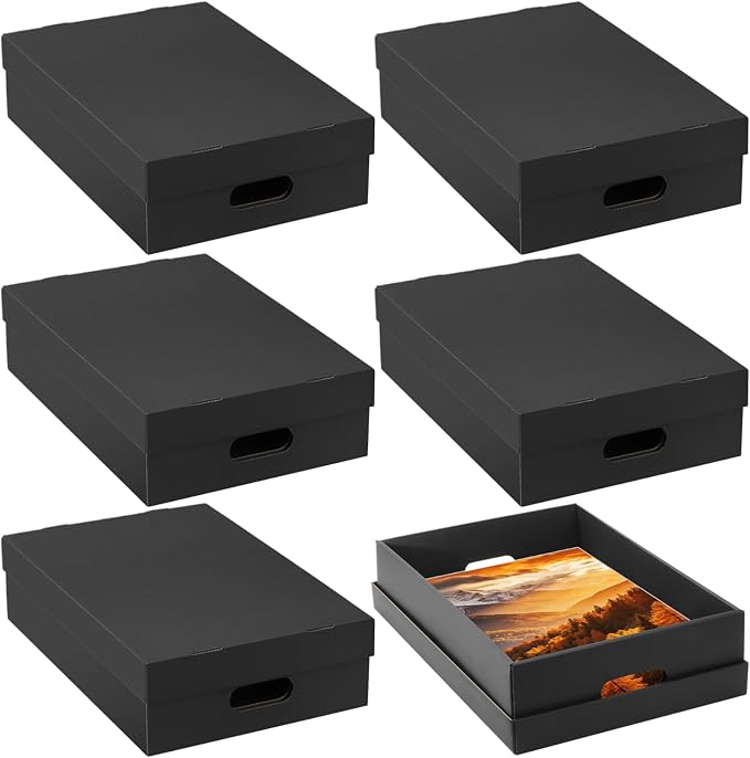 AOBOPLE 6 Pack Photo Storage Box,11" x 14" x 4" Archival Storage Box with Lids,Protective Storage Box for Photo,Pictures,11x14 Documents, Keepsakes and Jewelry Home and Office Organizer