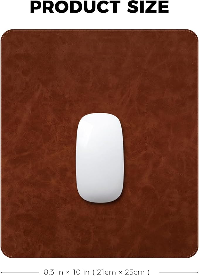 Mouse pad, Non-Slip Washable Waterproof Computer Mouse mat Thick for Laptop Wireless Mouse Home Office Travel, Portable 9.8"x 8.3" S Brown