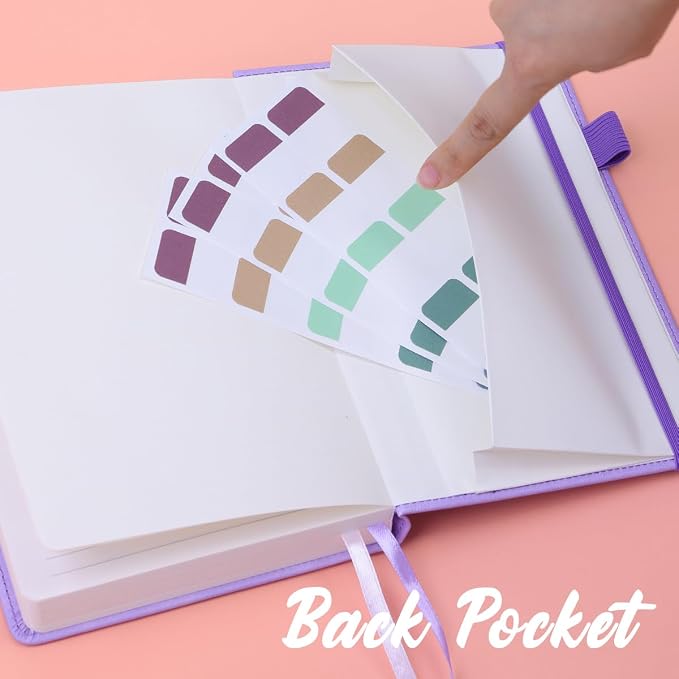 Hoci Poci Lined Journal Notebook, 400 Pages Thick Journal for Writing, A5 Hardcover Leather Notebook with 100Gsm College Ruled Paper for Women Men Work Note taking, 5.8" x 8.4", Purple