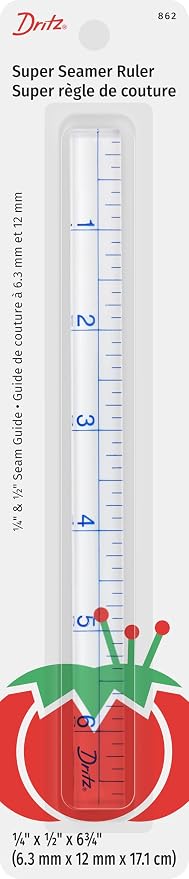 Dritz Super Seamer Ruler, 1/4" x 1/2" x 6-3/4", Clear