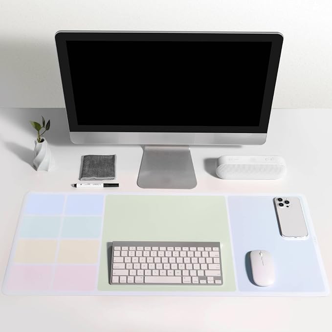 loukin Non-Slip Dry Erase Desk Mat, 32''x14'' Writing Mouse Pad for Office | 3-in-1 Workspace, Water-Resistant & Stain-Resistant, Easy to Write & Clean, Eye Protection, 2 Markers & 1 Cleaning Cloth
