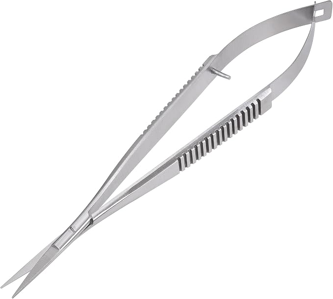 Micro Scissors 4.5" Straight Premium Stainless Steel For Stitch Cutting Sewing Embroidery Scissor Art & Craft Grooming Eyebrow Eyelash Extra Sharp Spring Action Squeeze Applique Scissors.