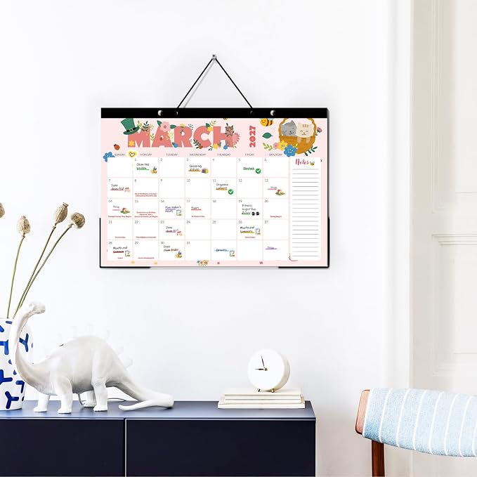 SUNEE Desk Calendar 2027 - 17" x 12" Desk Pad Calendar, 18-Month Monthly Planner Oct. 2026 - Mar. 2028, Desktop Calendar with 308 Planner Stickers, Plastic Protective Corners for Office, School and Home, Cute