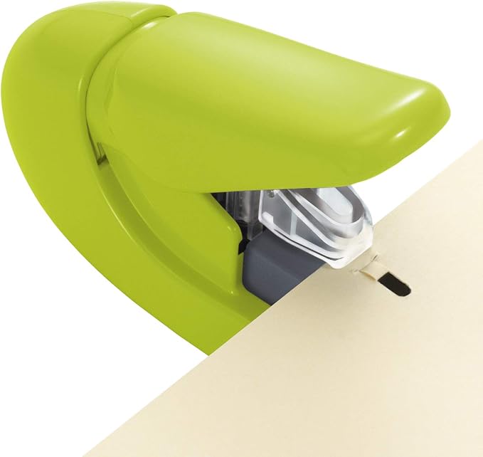 Plus Paper Clinch Compact Staple-Free Stapler, Heavy Duty, Green
