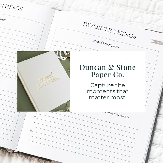 DUNCAN & STONE PAPER CO. Travel Journals - Elegant Journaling Notebook To Record All Your Travel Adventures Up To 15 Trips (Rose,110 Page)