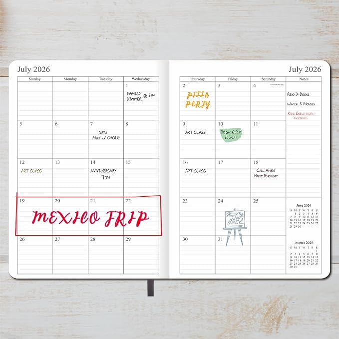 26-27 Academic Planner - Weekly and Monthly Planner, Jul 2026 - Jun 2027, Vegan Leather Cover, Elastic Closure, 8.5"x11", Grey