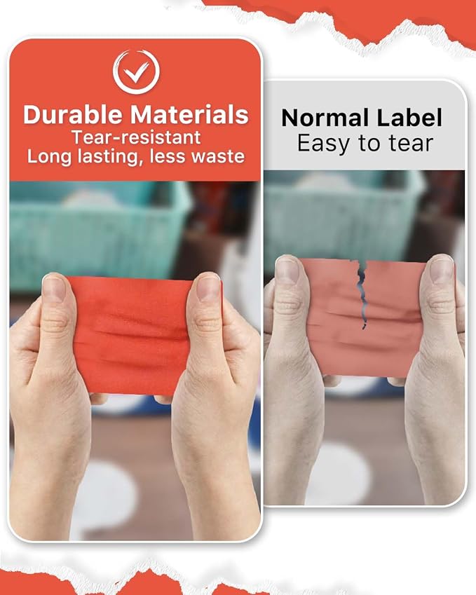 iEager 3" x 2" Thermal Labels, Durable Thermal Printer Stickers, Red | Self-Adhesive Rectangle Label with Perforation Line, 500 Labels/Roll