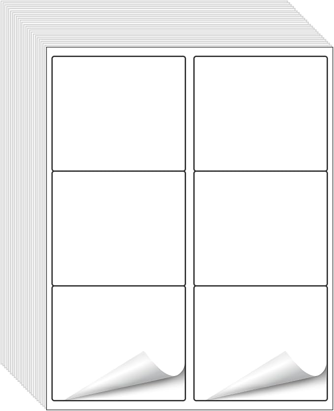 500 Sheets 6 UP Labels,Shipping Address Label 3-1/3" x 4",Self Adhesive Sticker,FBA Labels for Laser & Inkjet Printer Suits Personal & Business Needs (3000 Labels)