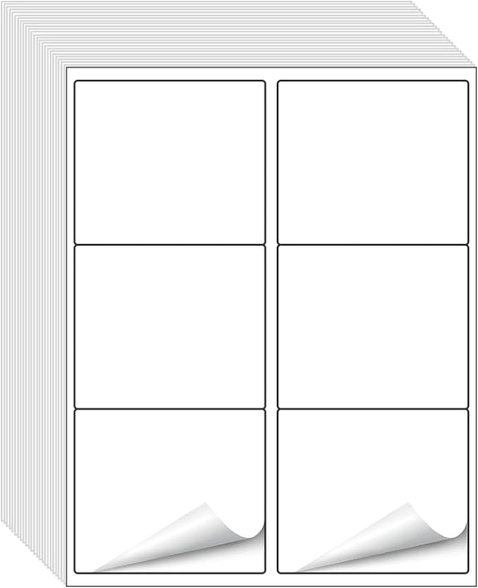 500 Sheets 6 UP Labels,Shipping Address Label 3-1/3" x 4",Self Adhesive Sticker,FBA Labels for Laser & Inkjet Printer Suits Personal & Business Needs (3000 Labels)