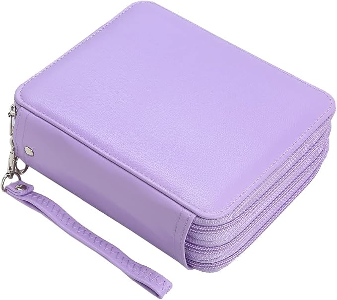 PU Pencil Case with 72 Slots - Colored Pencil Case Organizer with Zipper for Watercolor Pens or Markers