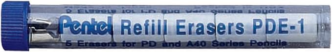 Pentel Refill Eraser for AL, Ax and PD Series Pencils 5 Pcs/Tube,Thermoplastic Elastomer, 3-PK