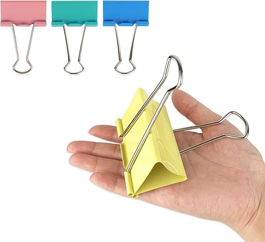 Mega-Sized 3-Inch Premium Colored Binder Clips - 8-Pack Featuring 4 Distinct Colors, 2 Extra Large Clips Each