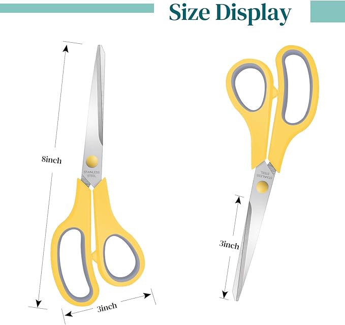 24 PACK Sewing Craft Scissors Bulk,8" Multipurpose Heavy Duty Sharp Paper Scissors,Stainless Steel Shears for Home Office School Supplies