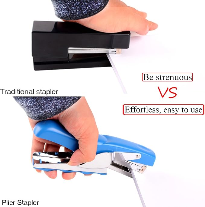 Stapler with 1000 Staples-Plier Stapler Save 60% Power,Good for Stapling at Home School or Warehouse (Bkue2P)