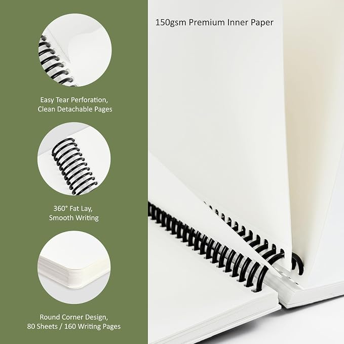 Hardcover Sketchbook,7.2"x8.3"Spiral Bound Drawing Pad,Mirroring World | 150gsm(92lb)Acid-Free Thick Paper,Blank Art Journal for Adults,Artists&Beginners,Ideal for Sketching,Doodling and Mixed Media