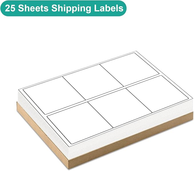 MFLABEL 3-1/3" x 4" FBA Shipping Labels - 6-UP on 8.5x11 Sheet, 25 Sheets (150 Labels) | Easy to Peel & Pop-Out Design for Laser & Inkjet Printers | Address Labels for Amazon FBA, UPS, FedEx