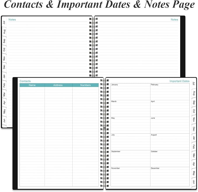 2026-2027 Planner - Planner 2026-2027 from July 2026 to June 2027 with 12 Monthly Tabs, Flexible Cover, Inner Pocket, 8.5" x 11", Black