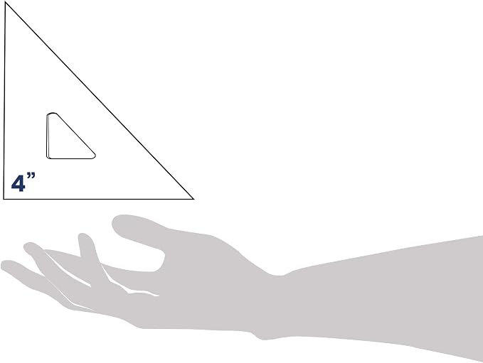 Pacific Arc Drafting Triangle, 4-inch, 45/90 Degrees, Clear Acrylic