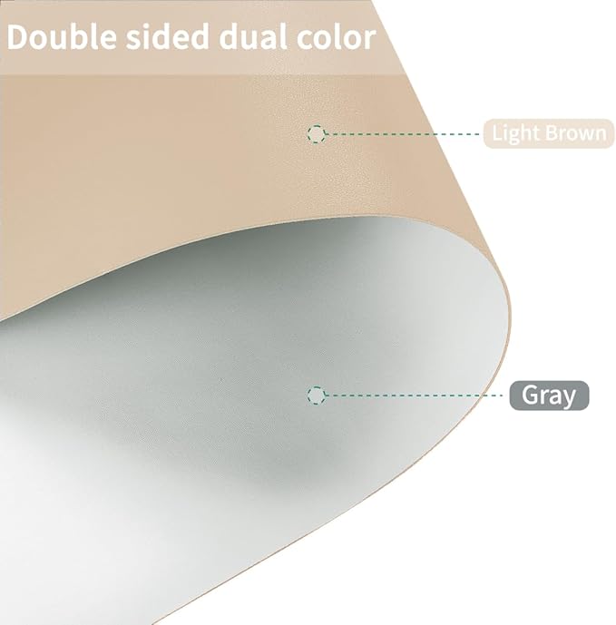Leather Dresser Cover,1.8mm Thick,14x60 Inch,Dresser Protector Top,Dresser Top Protector,Dresser Cover Top,Dresser Top Cover,Dresser Cover Top for Bedroom.(Light Brown+Gray,14x60)