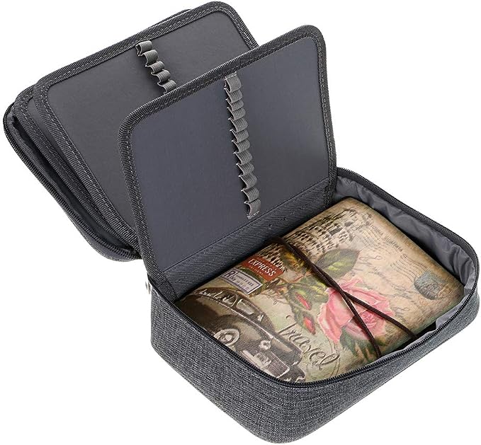 BTSKY® High Capacity Zipper Pens Pencil Case- Multi-Functional Stationery Pencil Pouch 72 Slots Colored Pencil Case Portable Pencil Bags With 2 Removable Sleeves Grey