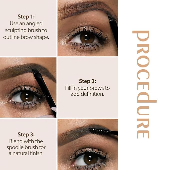 FeiCuiYun 2Pcs Eyebrow Powder Kit, Long-Lasting Waterproof 3 Colors Matte Brow Powder, Eye Brow Powder for Women with 2 Double-ended Eyebrow Brush, Purse-Friendly Compact (Light Medium Brown, 2Pcs)