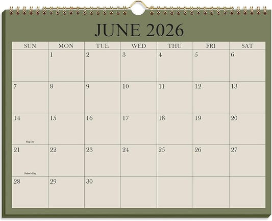 2026-2027 Calendar - Wall Calendar 2026-2027 from July 2026 Until December 2027,18 Months Calendar with Premium Paper, Twin-Wire Binding & Hanging Hook, 8.5" x 11", Green
