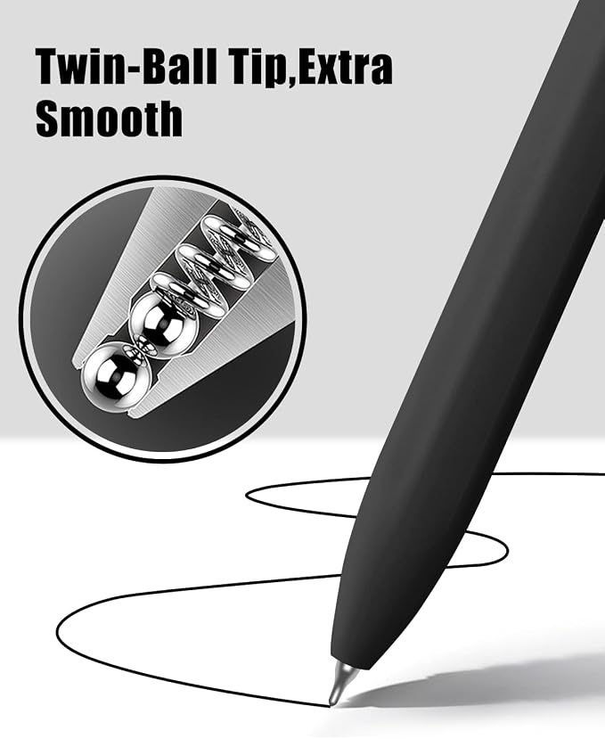 Vitoler Black Ink Gel Pens, 8pcs 0.5mm Smooth Writing Pens with Fidget | For Women, For Teachers, For Nurses, Quick dry, Liquid Ink, For Badge, Felt Tip, Medium Point, For Journaling, Cute