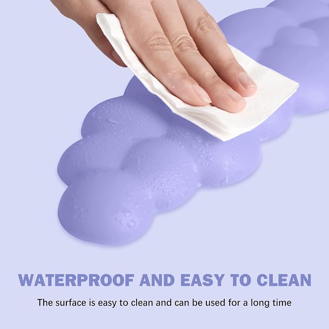 Cloud Keyboard Wrist Rest Pad Set,Enlarge PU Leather Memory Foam Wrist Cushion Support,Easy Typing Pain Relief,Mouse Wrist Rest Pad,Non-Slip Wrist Support for Home, Office, Lavender Purple