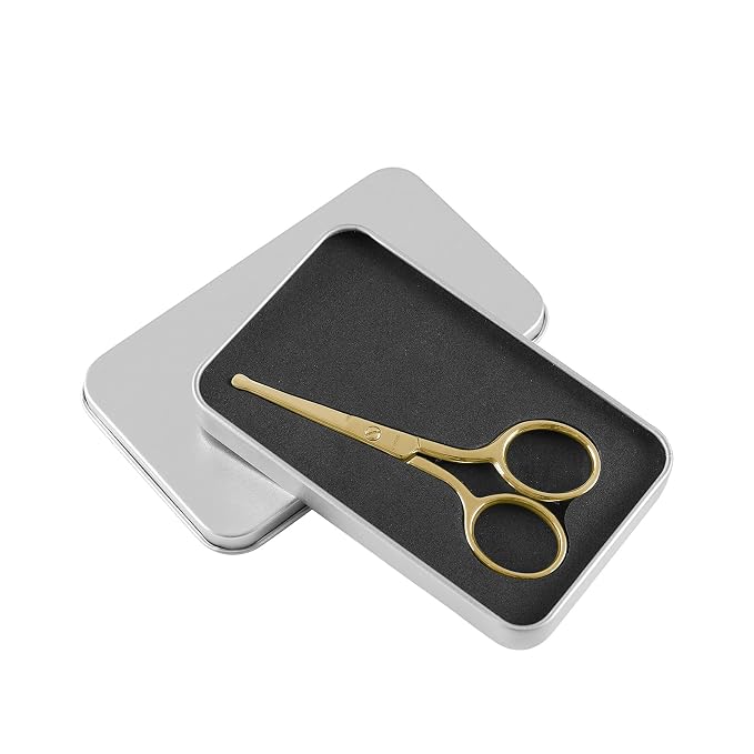 LIVINGO Professional Nose Hair Scissors Rounded Tip Stainless Steel | Straight Blade Design, Precision Grooming Tool, Beard Ear Facial Hair Trimming for Men Women