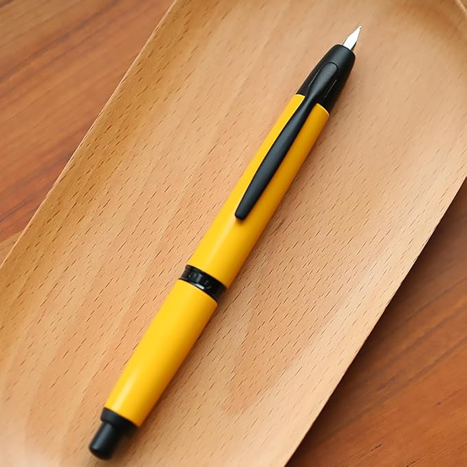 erofa Majohn A1 Press Fountain Pen Fine Nib with Box, Retractable Orange Metal Ink Pen with Converter Writing Set (Black Clip Version)