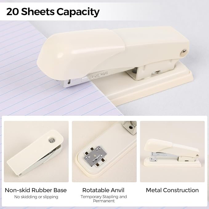 Office Supplies Set – All-in-One Desk Accessories Kit with Stapler, Tape Dispenser, Scissors, Clips & Remover, Cute Desk Organizer Set for Home Office, School & Workspace Organization