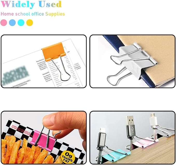Binder Clips Width 1 Inch Capacity 0.47 Inch White 36 PCS with Storage boxs, Binder Clips 25mm 1 Inch for Teacher School Office and Business
