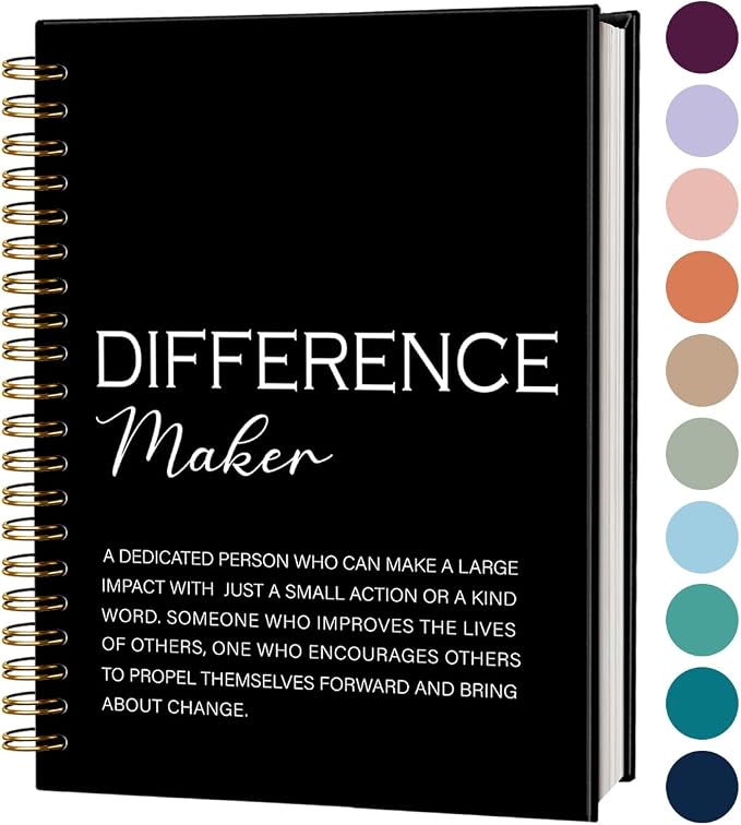 Difference Maker Gift Notebook Journal, Thank You Gifts for Women Men Boss Teacher, Employee Appreciation Gift, Farewell Retirement Gifts for Coworkers, Motivational Spiral Notebook 5.5x8.3