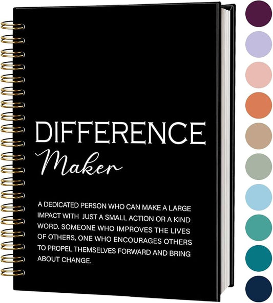 Difference Maker Gift Notebook Journal, Thank You Gifts for Women Men Boss Teacher, Employee Appreciation Gift, Farewell Retirement Gifts for Coworkers, Motivational Spiral Notebook 5.5x8.3