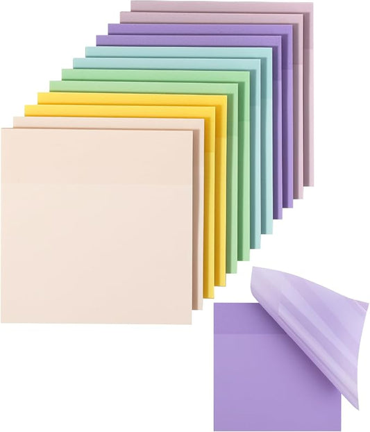 Mr. Pen- Transparent Sticky Notes, 3" x 3", 12 Pads, 600 Sheets | See Through Self-Adhesive Notes for Bible Journaling and Studying, Water-Resistant, Easy to Peel, Clean Removal