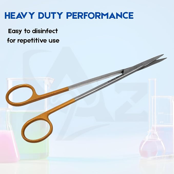 A2Z Iris Micro Tip Scissors 7" Straight, Nurse Essential Shears – Precision Stainless Steel Utility Scissors Suitable for Lab Use, First Aid kits, Training, Crafting, Sewing, Fly Tying & Grooming