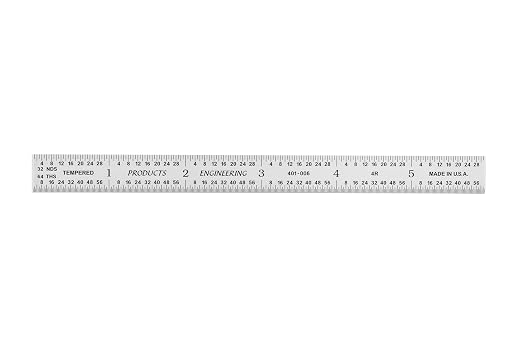 PEC Tools 6" Flexible Machinist Rule - Made in USA - 4R Graduations (1/8,1/16,1/32,1/64), Hardened Steel Ruler, Built to Last for Lifetime