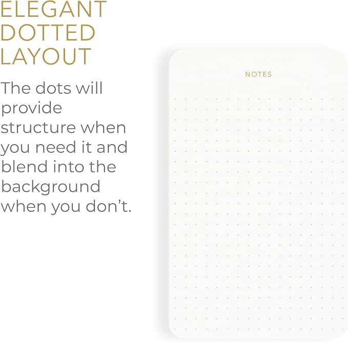 Pinesman - Elegant Desk Notepads for Professionals, Executive's Memo Pads, Minimalist, Gold Foiled, Dotted Layout, 3 Pack, 225 Sheets Total (75 Each), 6.3" x 3.9”, 95 GSM, Eco-friendly, FSC™ Certified Small Notepad