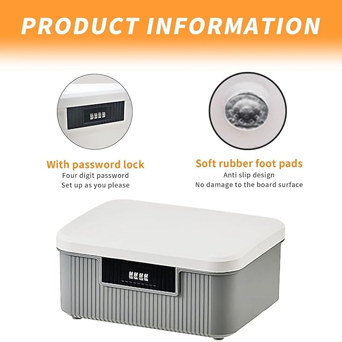 Saim Combination Lockable Storage Box, 4.2 Gallon Heavy-Duty Plastic Storage Container Bin for Office, Home, Dorm Organizer for Documents, Valuables & Supplies, Item Organizer 16 Liter (Gray)