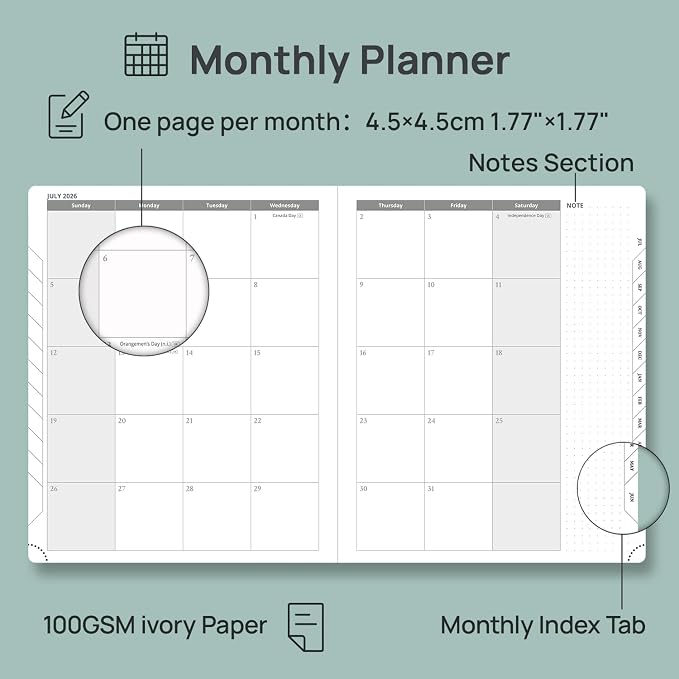 POPRUN Planner 2026-2027 (Large 8.5"x10.5"), Academic Year Weekly Planner | Calendar Book Jul.2026 - Jun.2027, Appointment Book with Monthly Tabs, Leather Hardcover, Inner Pocket, 100GSM - Soft Pink