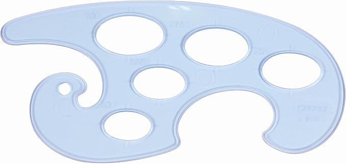 French Curve Ruler in Transparent Reusable Plastic Template Useful as Drafting Tool for Professional Drawing Instrument and Graphing at Work, School or Home Projects in Set of 3 Shapes by Yosogo